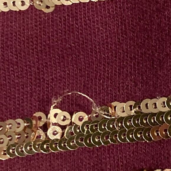 Victorias Secret Burgundy sweat pants w/ metallic sequin brand name & pockets - Picture 8 of 8